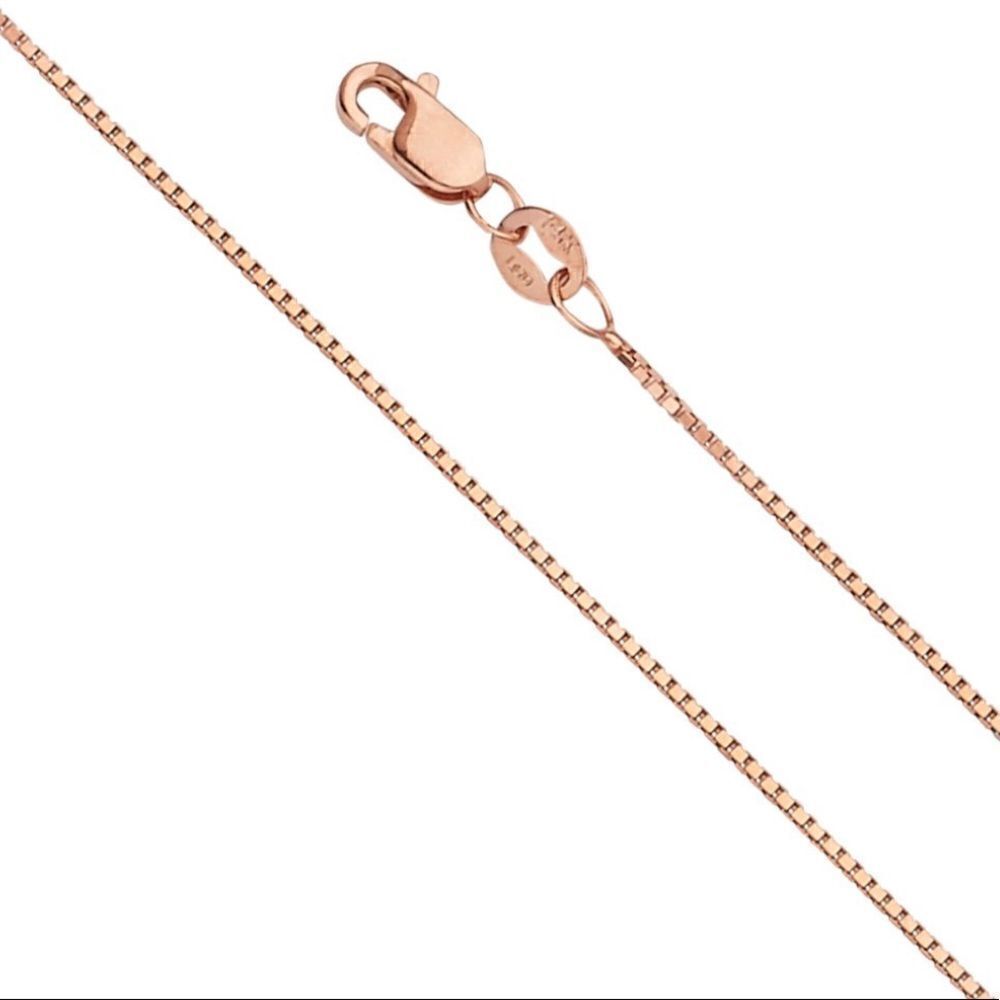 14K Real Gold chain 0.8 mm Rose Gold box chain Necklace | Birthday gift | 22”